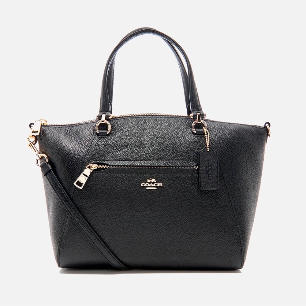 Coach Black Pebbled Leather Prairie Satchel Crossbody Handbag